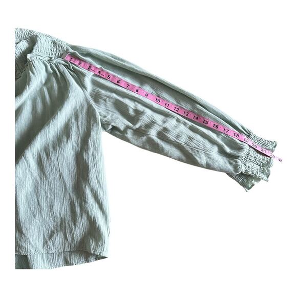 ZARA Soft Textured Boho Blouse Balloon Sleeve Top Airy Pistachio Mint Green XL - Picture 10 of 13